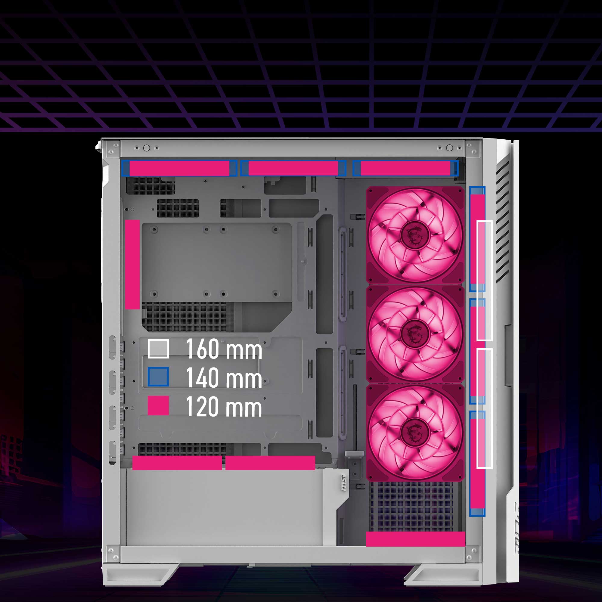 MSI MPG Velox 300R Airflow PZ White - Mid-Tower Gaming PC Case